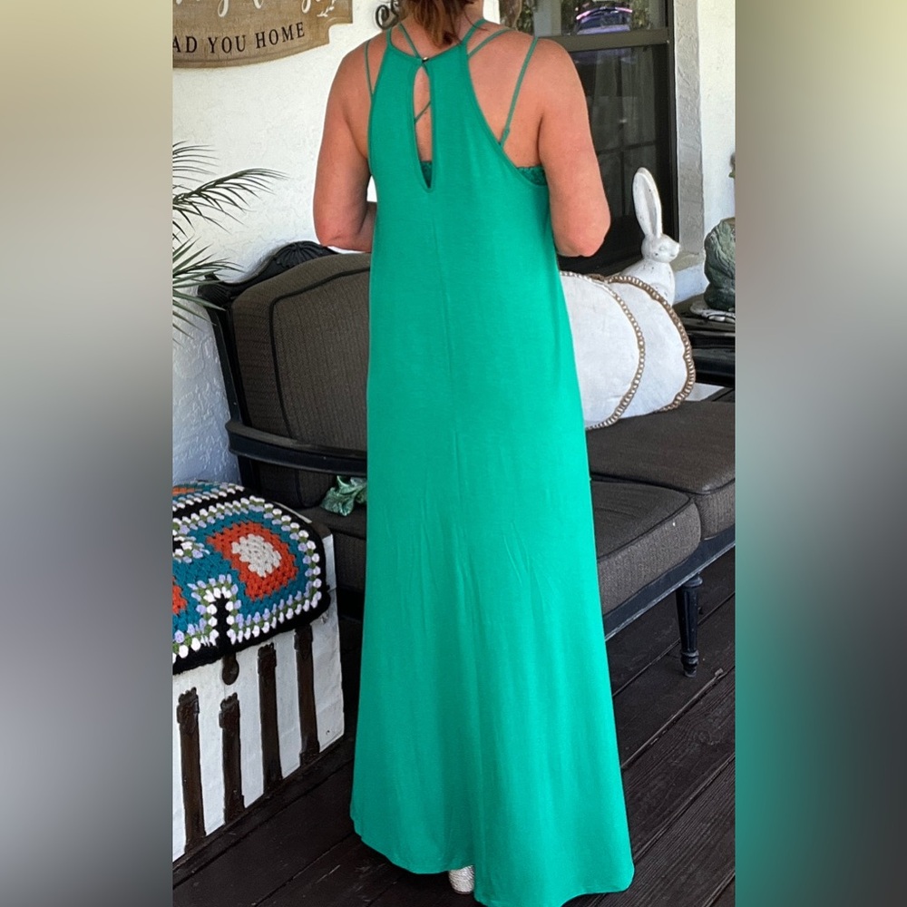XXL NWT Green Crochet Maxi Dress - Picture 3 of 8